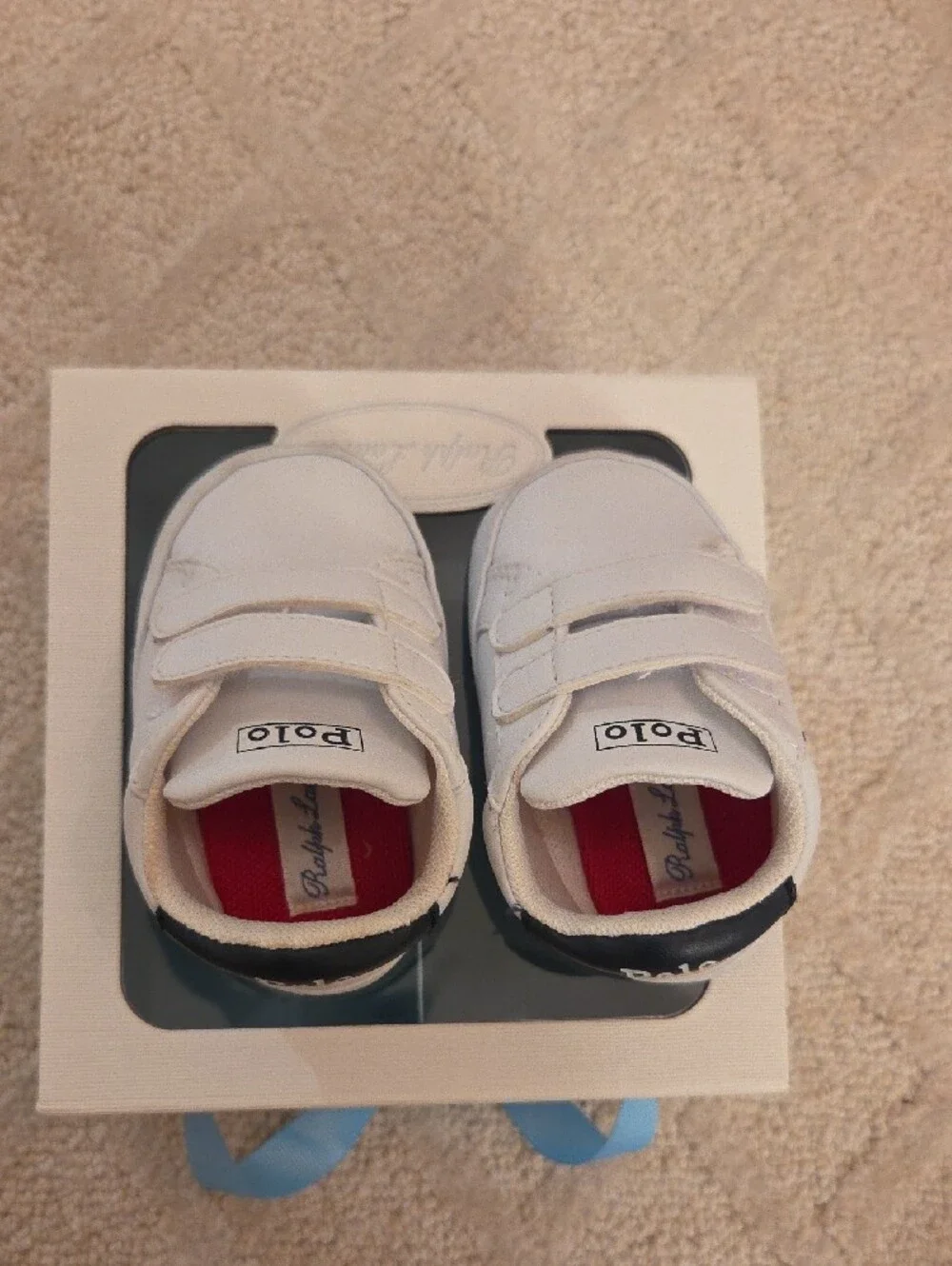 Polo by Ralph Lauren White and Navy Baby Velcro Sneakers
